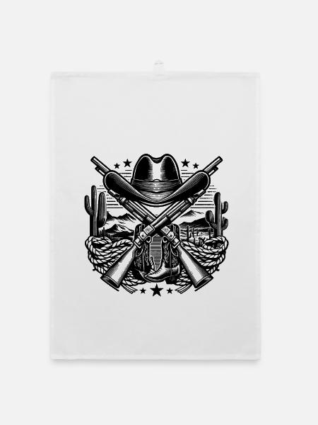 Logo western 2 - Torchon bio - blanc - Devant
