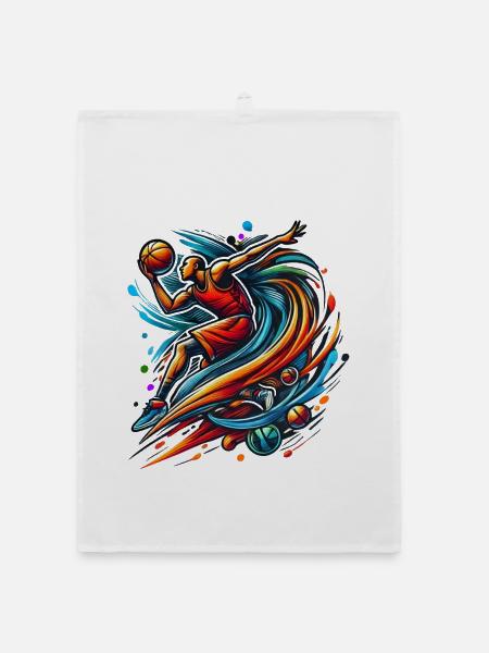 Basketball Logo - Organic Geschirrtuch - Weiß - Vorne