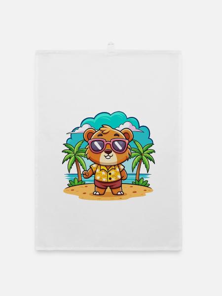 Lunettes de soleil de plage d’été de dessin animé drôle d’ours - Torchon bio - blanc - Devant