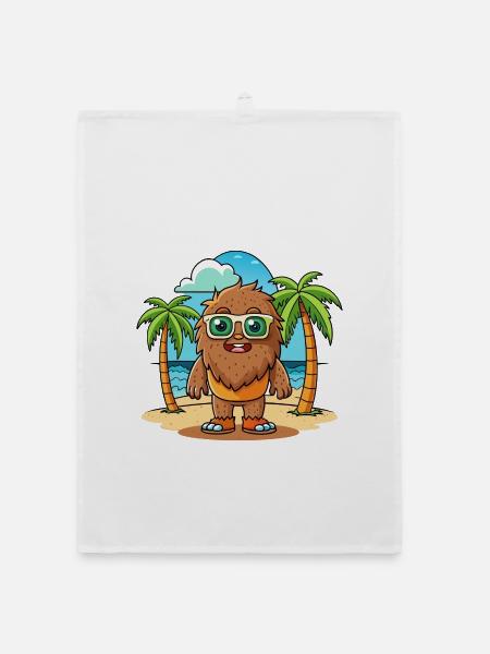 Big Foot Lustige Cartoon Sommer Strand Sonnenbrille - Organic Geschirrtuch - Weiß - Vorne