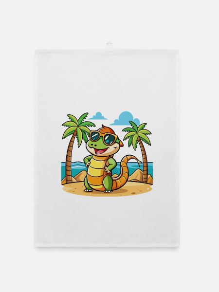 Anaconda Lustige Cartoon Sommer Strand Sonnenbrille - Organic Geschirrtuch - Weiß - Vorne