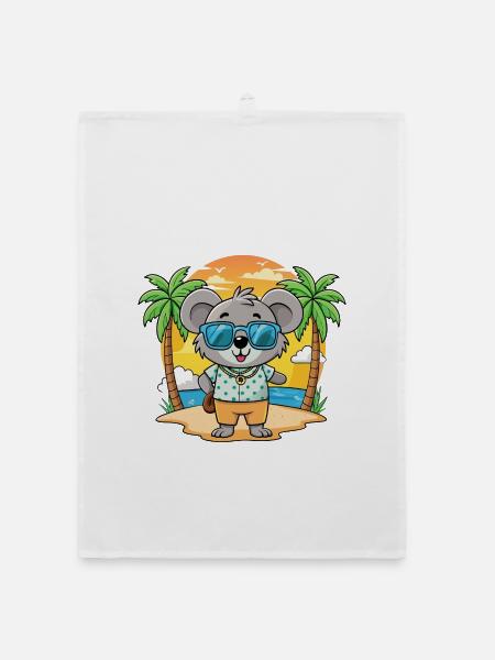 Koala Lustige Cartoon Sommer Strand Sonnenbrille - Organic Geschirrtuch - Weiß - Vorne