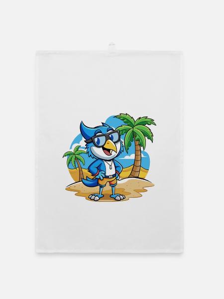 Blue Jay Lustige Cartoon Sommer Strand Sonnenbrille - Organic Geschirrtuch - Weiß - Vorne