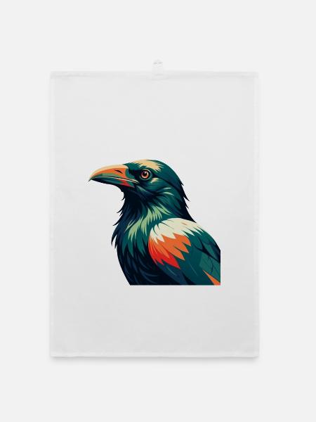 Corbeau Personnage De Dessin Animé Animal De Compagnie Coloré - Torchon bio - blanc - Devant