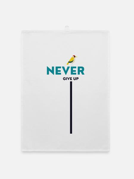 never give up bird - Organic Geschirrtuch - Weiß - Vorne