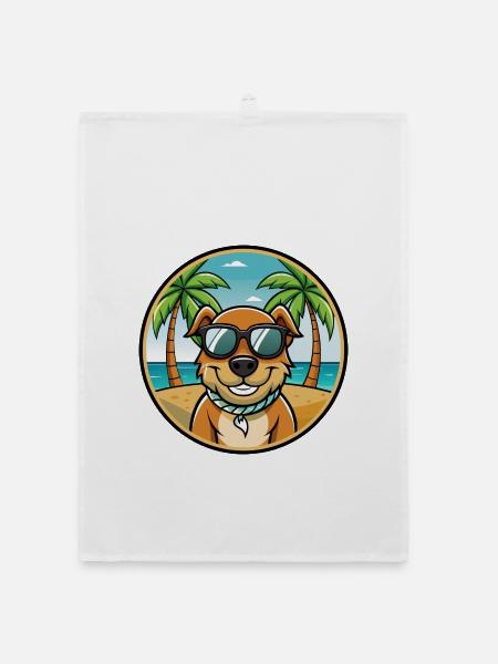 Majestätische Baumhund Hunderasse Cartoon Sonnenbrille - Organic Geschirrtuch - Weiß - Vorne