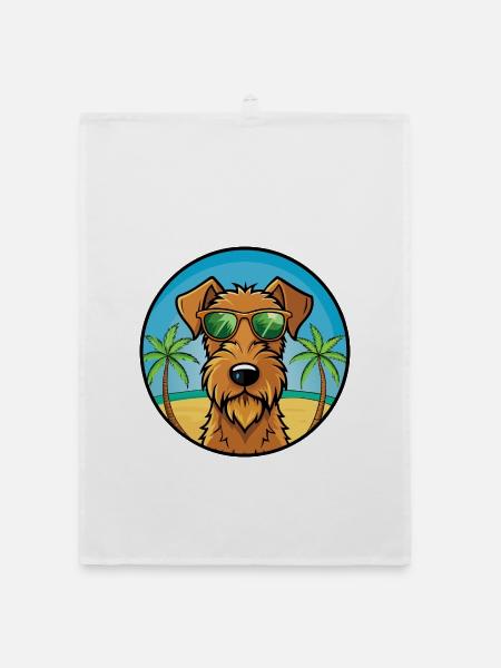 Irish Terrier Hunderasse Cartoon Sonnenbrille Strand - Organic Geschirrtuch - Weiß - Vorne