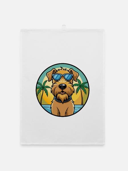 Weich beschichtete Wheaten Terrier Hunderasse Karikatur - Organic Geschirrtuch - Weiß - Vorne