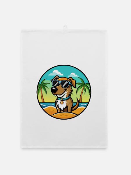 Schweizer Laufhund Hunderasse Cartoon Sonnenbrille - Organic Geschirrtuch - Weiß - Vorne