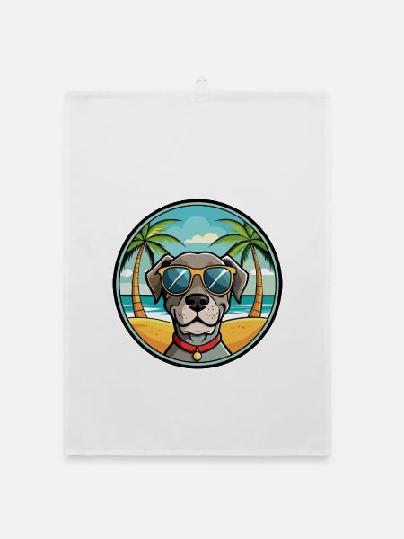 Old Danish Pointer Dog Breed Cartoon Sunglasses - Organic dish towel - white - Front