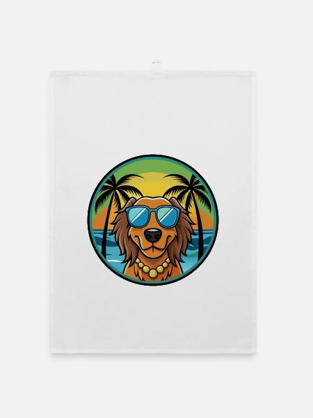 Gordon Setter Hunderasse Cartoon Sonnenbrille Strand - Organic Geschirrtuch - Weiß - Vorne