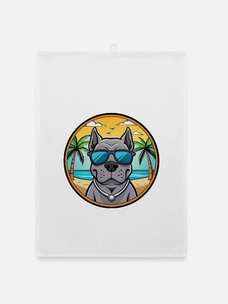 Cane Corso Hunderasse Cartoon Sonnenbrille Strand - Organic Geschirrtuch - Weiß - Vorne