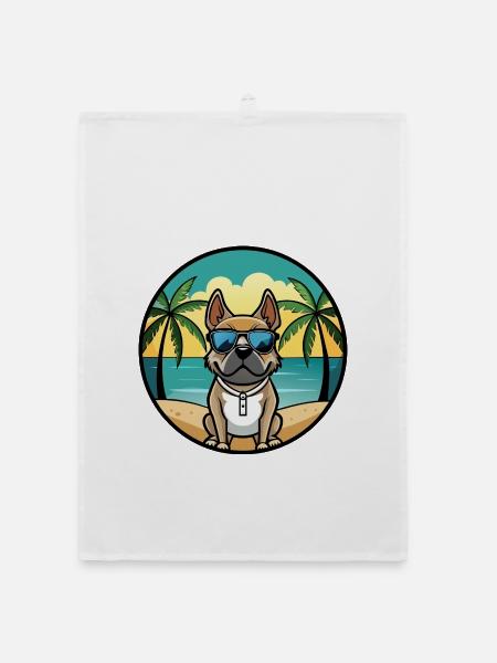 Lunettes de soleil Braque Du Bourbonnais Dog Breed Cartoon - Torchon bio - blanc - Devant