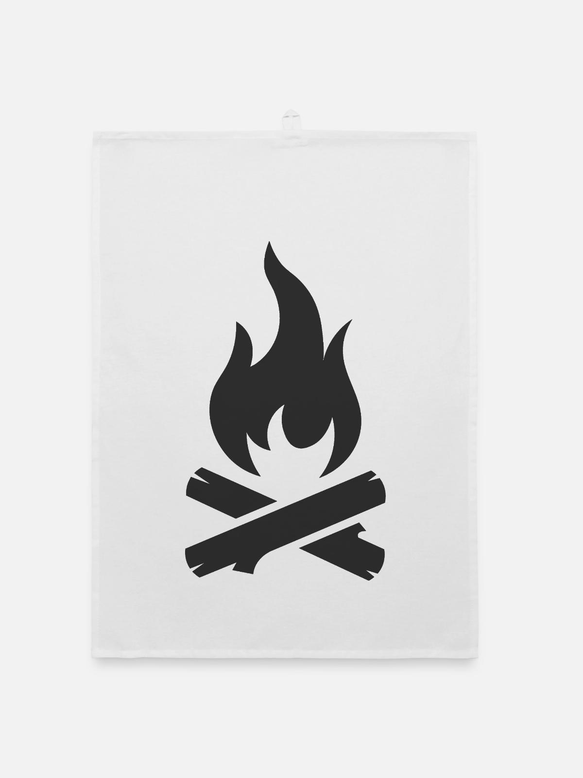Lagerfeuer-Logo-Symbol - Organic Geschirrtuch - Weiß - Vorne