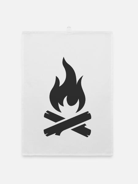 Lagerfeuer-Logo-Symbol - Organic Geschirrtuch - Weiß - Vorne