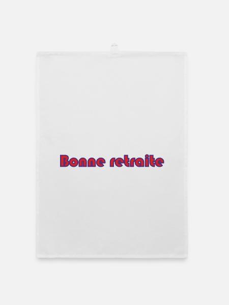 RETRAITE. RETRAITE. RETRAITEE. RETRAITE - Torchon bio - blanc - Devant