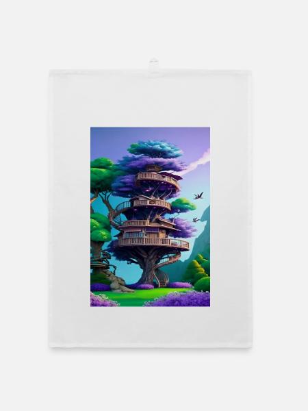 Treehouse Purple - Organic Geschirrtuch - Weiß - Vorne