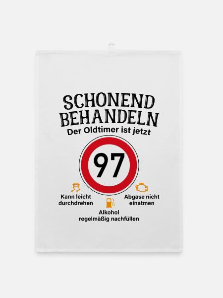 97. Geburtstag Schonend Behandeln Oldtimer Ist 97 - Organic Geschirrtuch - Weiß - Vorne