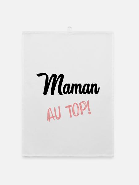 FÊTE DES MÈRES. BONNE FÊTE MAMAN. MAMAN - Torchon bio - blanc - Devant