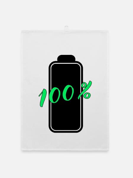 Batterie hat 100% volle Energie - Organic Geschirrtuch - Weiß - Vorne