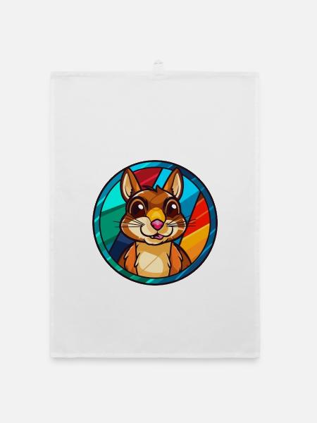 Chipmunk Buntglas Bunte Karikatur Kawaii Ani - Organic Geschirrtuch - Weiß - Vorne
