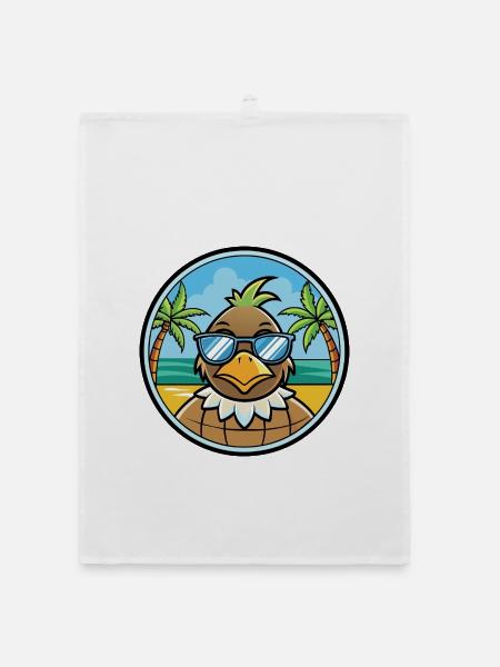 Wachtel Lustige Cartoon Sommer Strand Sonnenbrille Cool - Organic Geschirrtuch - Weiß - Vorne