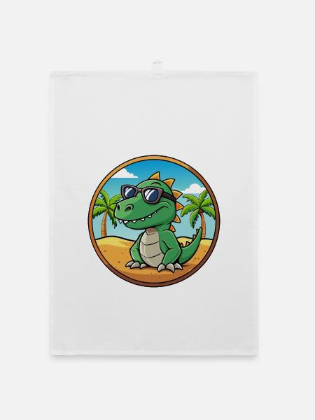 Dinosaurier Lustige Cartoon Sommer Strand Sonnenbrille - Organic Geschirrtuch - Weiß - Vorne