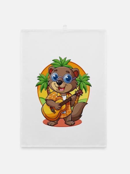 Lustige Biber Cartoon Sommer Strand Sonnenbrille - Organic Geschirrtuch - Weiß - Vorne