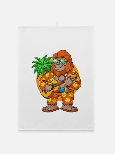 Lustige Bigfoot Cartoon Sommer Strand Sonnenbrille - Organic Geschirrtuch - Weiß - Vorne