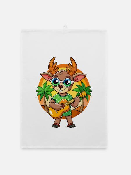 Lustige Antilope Cartoon Sommer Strand Sonnenbrille - Organic Geschirrtuch - Weiß - Vorne
