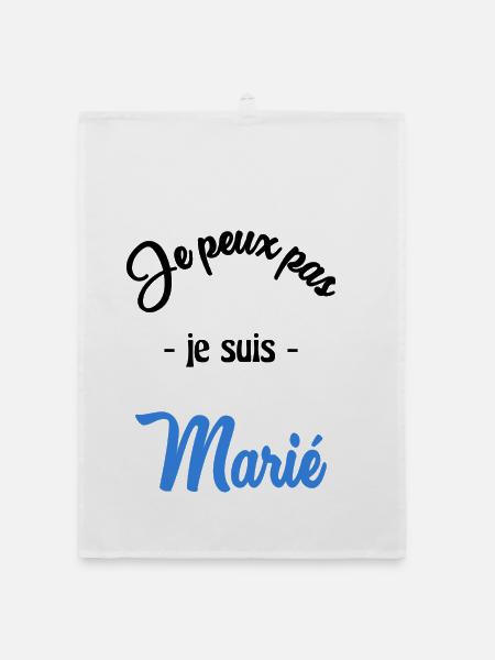 JUST MARRIED. EVJF. SAINT VALENTIN. COUPLE - Torchon bio - blanc - Devant