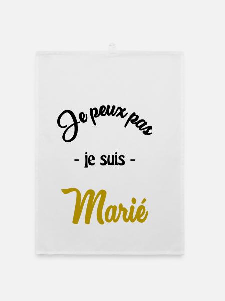 JUST MARRIED. EVJF - Torchon bio - blanc - Devant