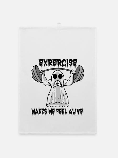 Halloween Bodybuilder Gym Fitness Mind Workout - Torchon bio - blanc - Devant