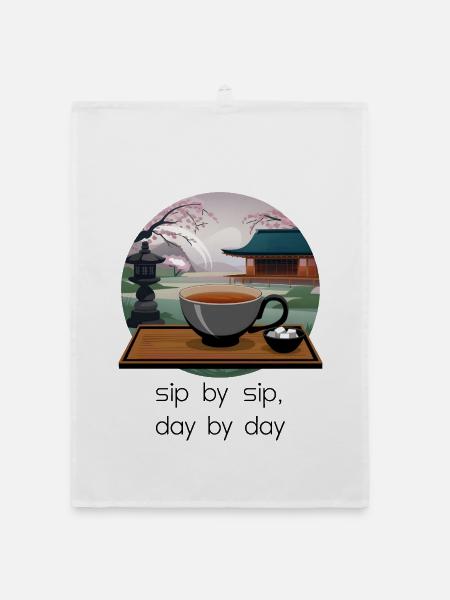 Sip By Sip, Day By Day - Organic dish towel - white