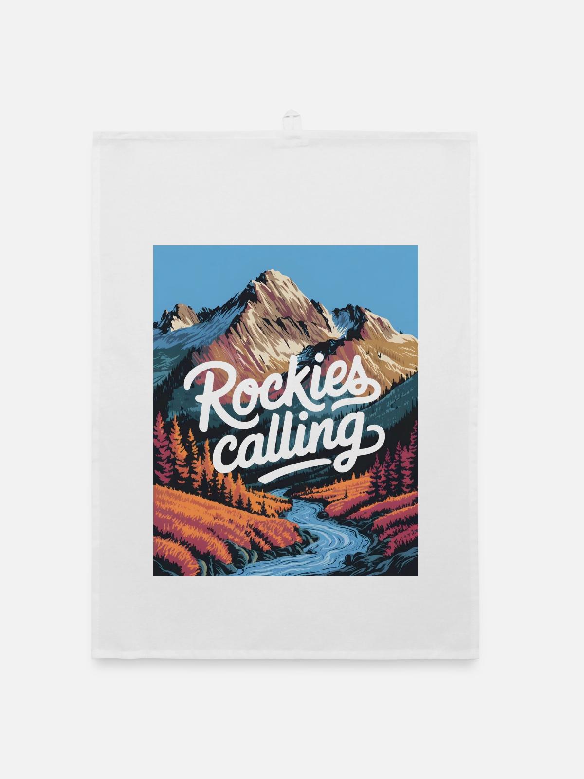 Rockies Calling - Organic dish towel - white - Front