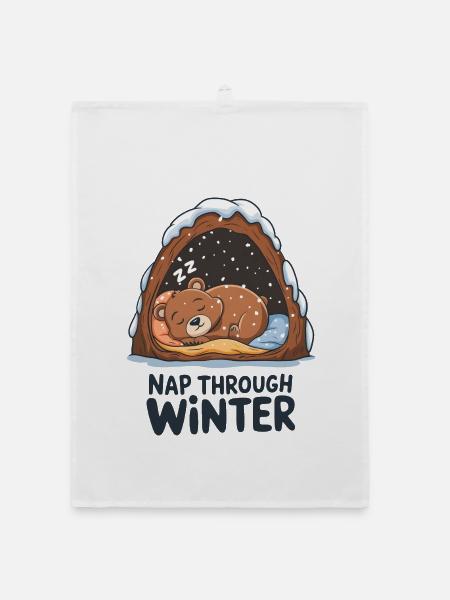 Nap Through Winter - Organic dish towel - white - Front