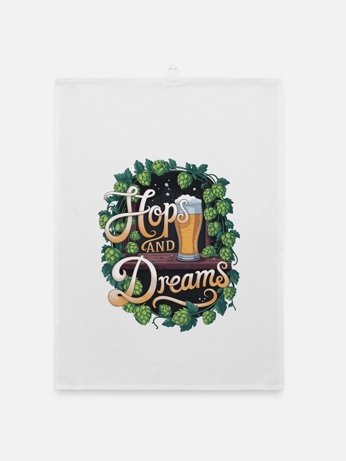 Hops And Dreams - Organic dish towel - white - Front