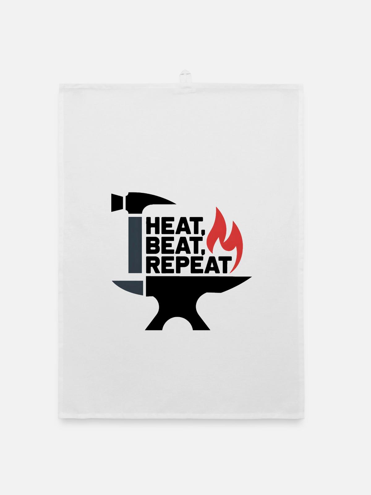 Heat, Beat, Repeat - Organic dish towel - white - Front