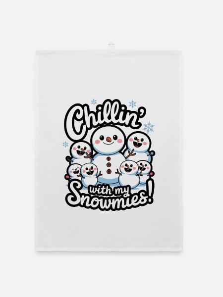 Chillin' With My Snowmies! - Organic dish towel - white - Front