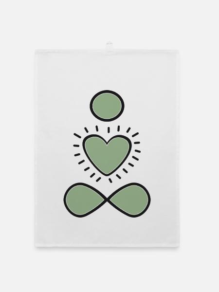 Mint Heart Infinity Emblem - Organic dish towel - white - Front