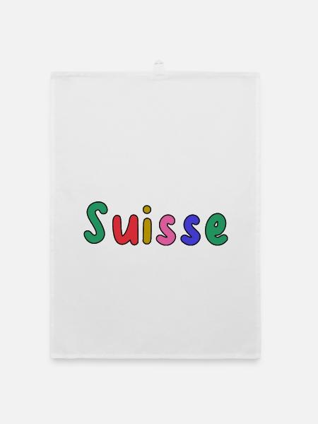 SUISSE. PAYS. GENEVE. HUMOUR. DRAPEAU - Torchon bio - blanc - Devant