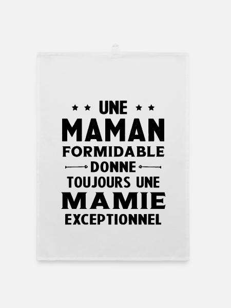 Cadeau pour Grand-Mère - Une Mamie Exceptionnelle - Torchon bio - blanc - Devant