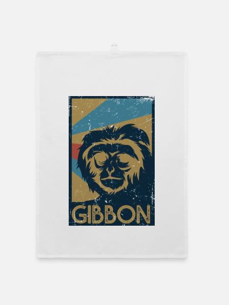 Flinker Gibbon Dschungelbewohner - Organic Geschirrtuch - Weiß - Vorne