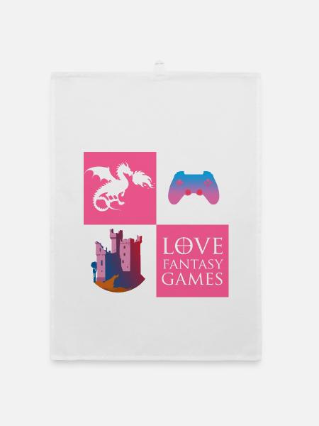Dragon Game Fantasy - Organic dish towel - white - Front