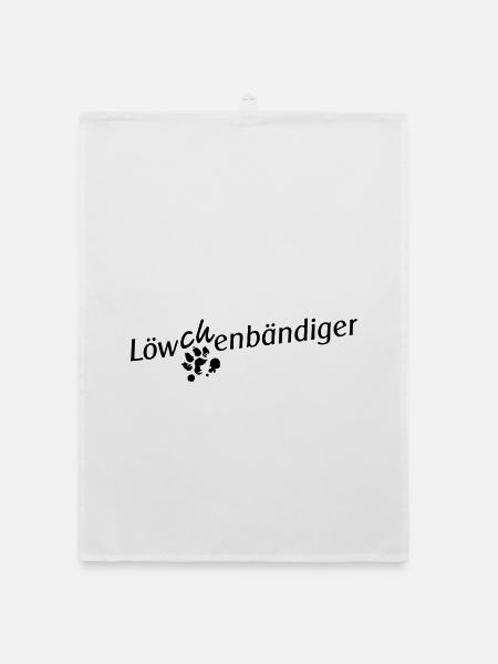 Löwchen: Löwchenbändiger - Organic Geschirrtuch - Weiß