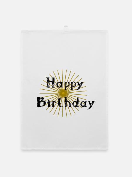 JAHRESTAG. ALLES GUTE ZUM GEBURTSTAG. ALLES GUTE ZUM GEBURTSTAG. - Organic Geschirrtuch - Weiß - Vorne