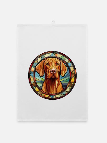 Vizsla Hunderasse Aquarellglas - Organic Geschirrtuch - Weiß - Vorne