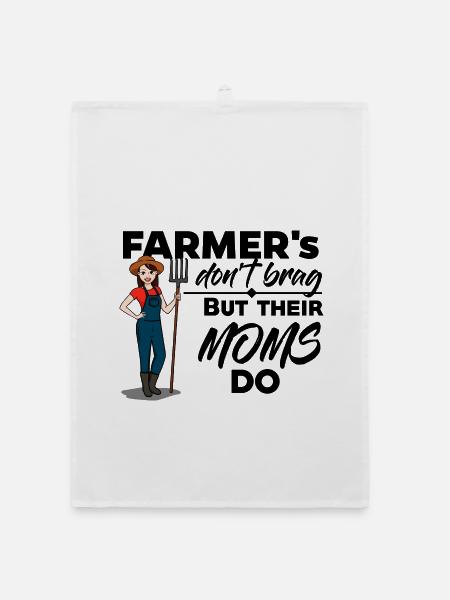Farmers don't brag, but their Moms do - Organic Geschirrtuch - Weiß - Vorne