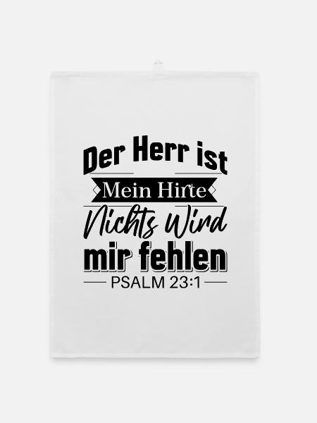 Psalm 23 [Die Bibel]: Der Herr ist mein Hirte - Organic Geschirrtuch - Weiß - Vorne