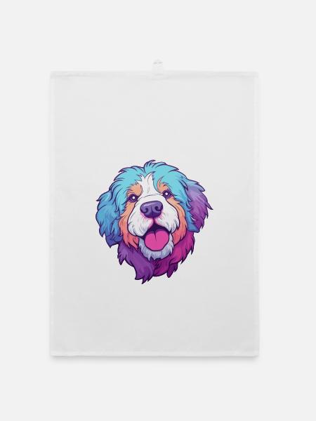 Himalaya-Schäferhund Hunderasse Karikatur Kawaii Illust - Organic Geschirrtuch - Weiß - Vorne